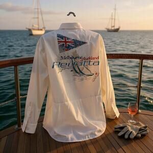 Bacchi 2008 Melbourne To Auckland Regatta Botton Cotton White Long Sleeve Men 2X